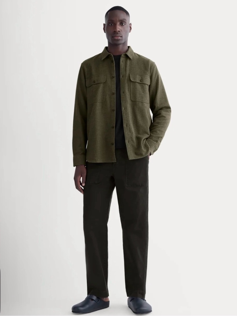 Everlane Men's Heavyweight Overshirt in Heathered Green Size Medium